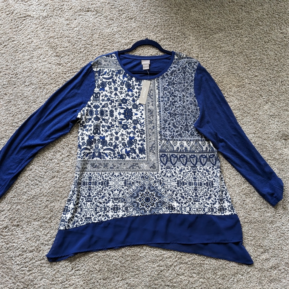 NWT Chico's knit long sleeve tunic top size 3.